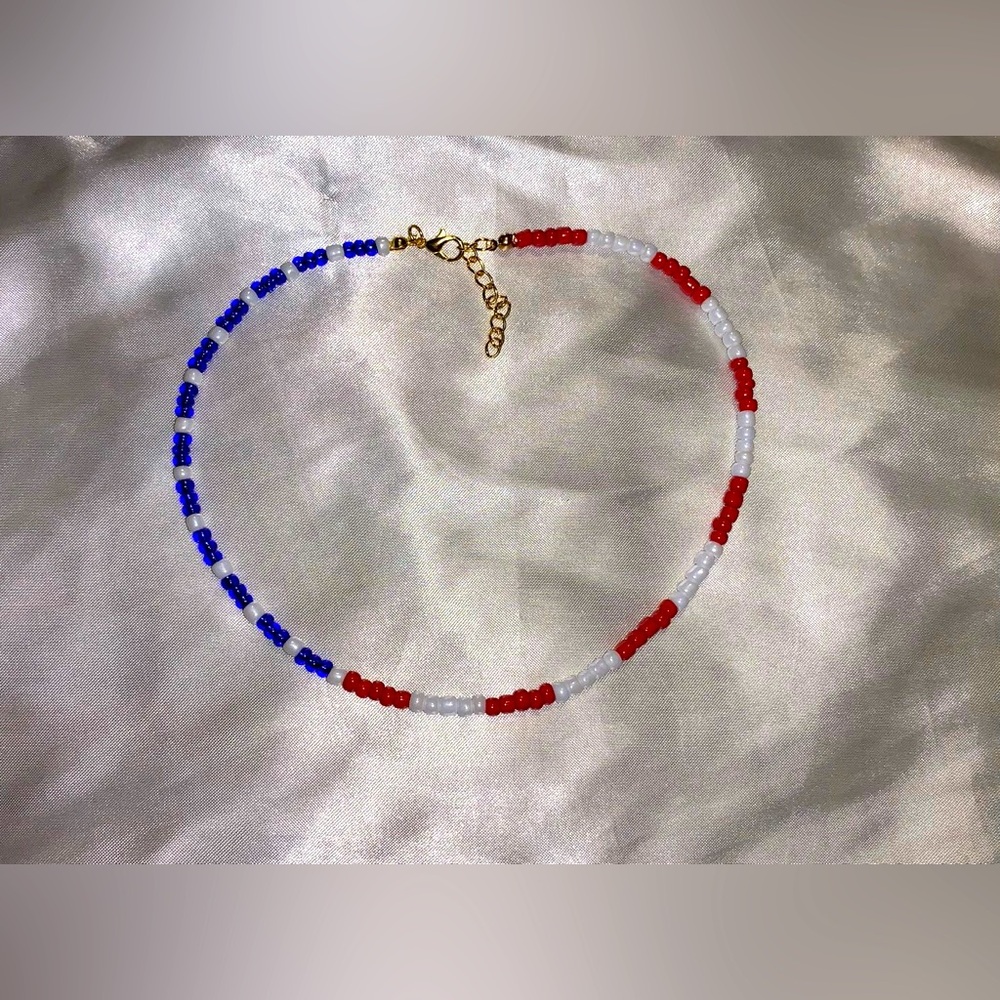 The 4th of July Hand Crafted Red and Blue Beaded Necklace for women